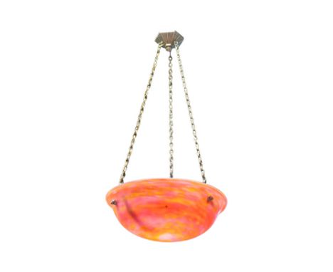 French Daum Nancy signed chandelier with a bowl in pâte-de-verre and a mounting in silver-plated bronzeDAUM NANCY lustercoupe