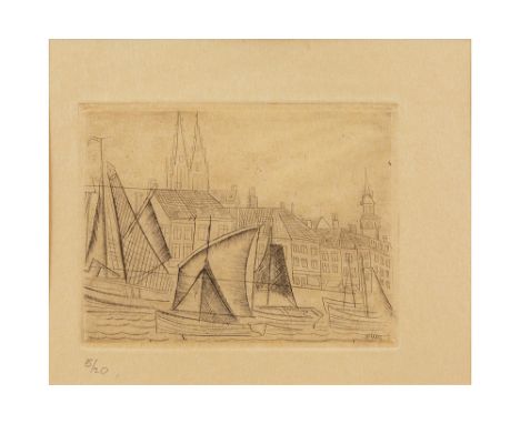 20th Cent. Belgian etching with a view of Ostend - plate signed Floris JespersJESPERS FLORIS (1889 - 1965) ets n° 5/20 : "Zic
