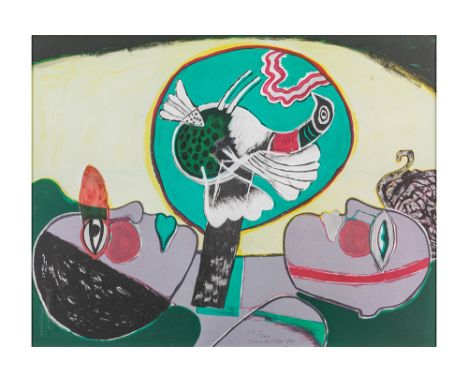 Corneille signed lithograph printed in colors - dated (19)81CORNEILLE (1922 - 2010)  kleurlitho n° 36/200 : "Femme, homme et 