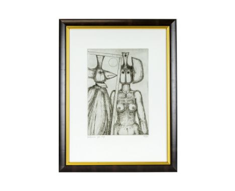 20th Cent. Belgian etching - signed Hubert Minnebo and dated 1978MINNEBO HUBERT (° 1940) ets n° 19/30 : "Twee personages"  - 