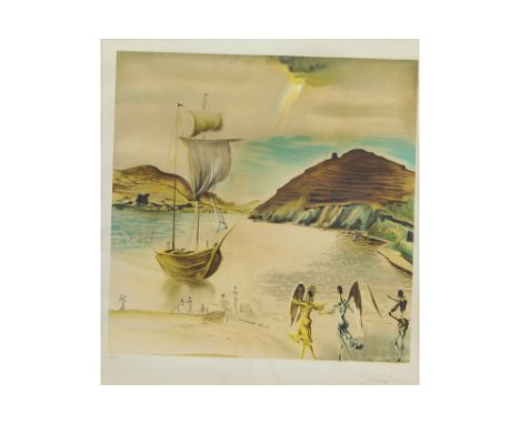 Salvador Dali signed print with a typical surrealist theme - with dry stampDALI SALVADOR (1904 - 1989) print in kleuren n° 24