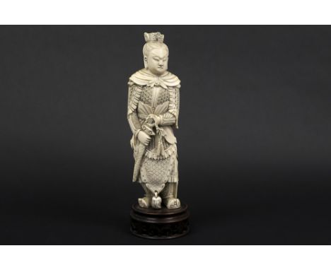 old Chinese Republic period "Warrior" sculpture in ivory with CITES certificate "2024/BE03741/CE"This item cannot be sold in 