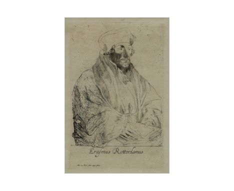 original 17th Cent. Anthony Van Dyck etching with a portrait of Erasmus of RotterdamVAN DYCK ANTHONY (1599 - 1641) originele 