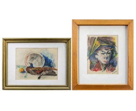 two 20th Cent. Belgian crayon drawings - signed Frans MinnaertMINNAERT FRANS (1929 - 2011) twee wasco-tekeningen : "Vrouwenpo