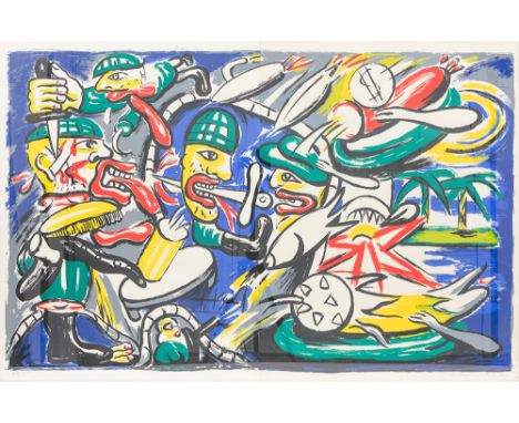 20th Cent. Belgian lithograph printed in colors - signed Fred BervoetsBERVOETS FRED (° 1942) kleurlitho n° 20/35 dd 1980 geti