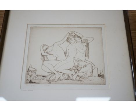 Sir William Russell Flint (1880-1969), trial proof etching, ‘Forlorn Dryads’, signature faded, 12 x 14.5cm