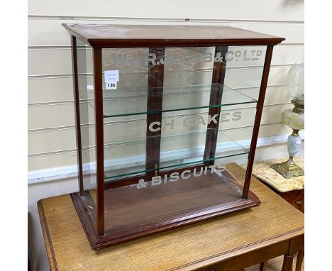 A late Victorian W &amp; R. Jacobs &amp; Co. Ltd. mahogany shop display cabinet, width 66cm, depth 34cm, height 66cm