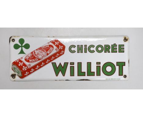 A rectangular polychromatic enamel sign for Chicoree Williot, 15x40cm