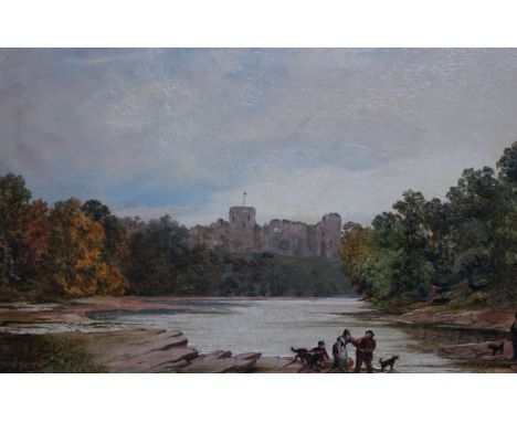Circle of Thomas Creswick (1811-1869), oil on panel, 'Chepstow Castle', 15 x 23cm