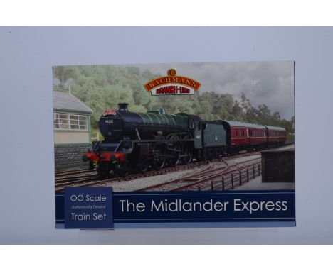 Bachmann OO Gauge Midlander Express Steam Train Set, boxed, 30-285, comprises Jubilee Class Quebec 45555 in BR green, two BR 