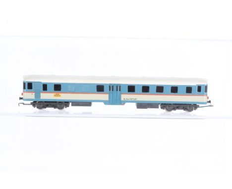 A Pre-production wooden mock-up Verona-Modena Aln 668 Railcar, painted and detailed on one side only in light blue and grey w