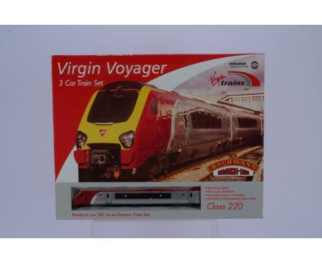 Bachmann OO Gauge Virgin Trains Virgin Voyager Pack, a boxed 30-601 Class 220 Virgin Voyager Bombardier Transport three car h