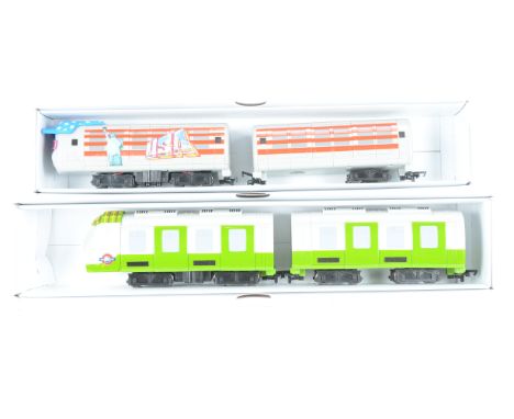 Bachmann 00 Gauge unboxed Underground Ernie stock, Bakerloo green/grey 2-Car set and Brooklyn 2-Car Set, G and VG, Brooklyn T
