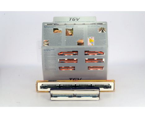 Continental Outline N Gauge TGV High Speed Train Piko Rail Car and Articulated Coach Pack, all boxed, Bachmann 51-4002, six c