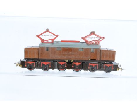 A 3-rail Italian Railways (FS) 'Bonnetted' Bo-Bo-Bo Electric Locomotive, an early example in two-tone brown FS livery with gr