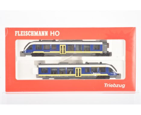 Fleischmann HO Gauge German Railcar, a boxed 87 4420 diesel two car Triebzug, Ribbon BR 648 Eurobahn Niedersachsen, in blue/y