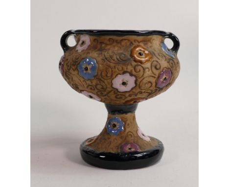 Amphora Pottery Footed Vase decorated with Flowers. Height 15cm. 