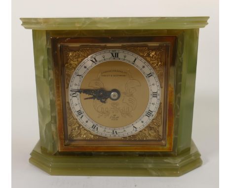 Onyx Elliot Mantle Clock, height 14cm, sight chip to top rear 