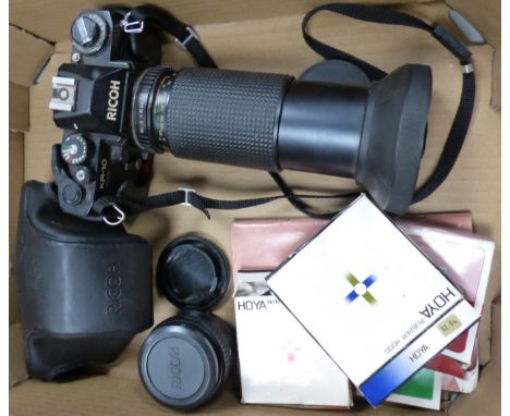 Ricoh KR-10 35mm Film Camera 50 &amp; 250mm lens with filters etc 