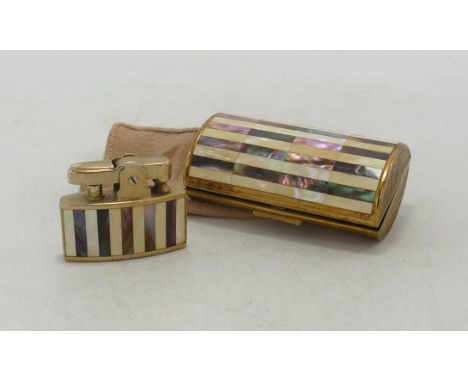 Ronsons Art Deco cigarette case &amp; matching lighter. (2) 
