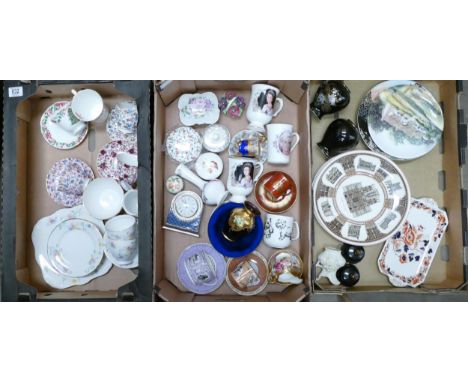 Mixed Collection of items to includechintz teacups and saucers, Royal Grafton teaset, collectors plates, Wedgwood clock, Wedg
