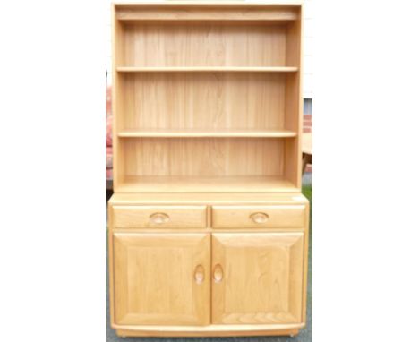 Blonde Ercol 2 Door 2 Drawer Bookcase, height 160cm, length 91 &amp; depth 43cm 