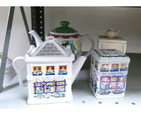 Wade Ceramics, a collection of Novelty Teapots &amp; metal sealed tea caddy, These items were removed from the archives of th
