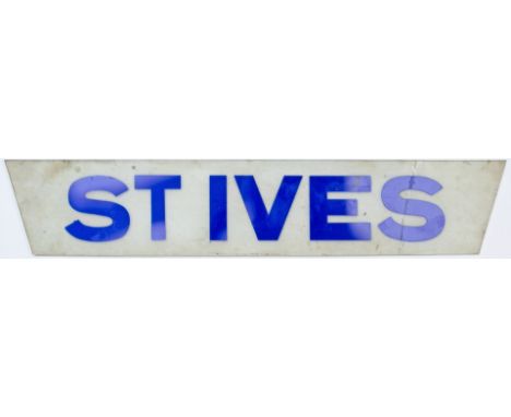 GWR etched glass station platform lamp glass ST IVES. In good condition with a clean break which has been bonded with special
