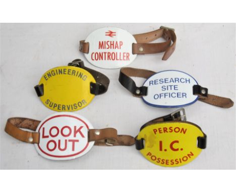 A lot containing 5 x BR enamel Arm Bands of different functions. All with leather straps in good condition.