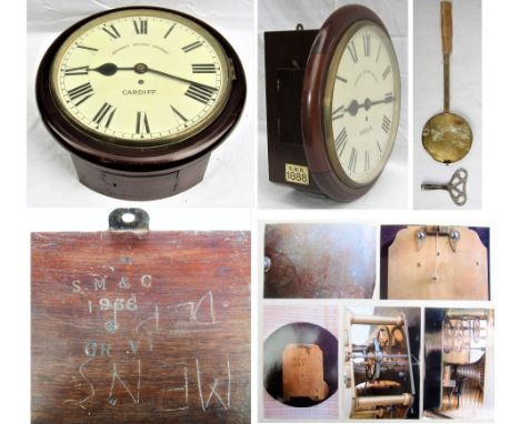 12 Inch Rhymney Railway Clock. Purchased from BR in 1969. Rebuilt due to fire damage with replaced second hand case. Face res