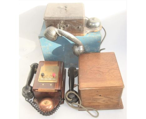 3 x Signal box Telephones. BR(W) Box to Box two button phone. Control telephone. Ground Frame 'D' type single button phone an