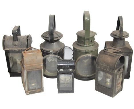 A lot containing 7 x Railway Lamps. Unmarked Army Handlamp, General purpose Handlamp, Unmarked 3 aspect Handlamp complete wit