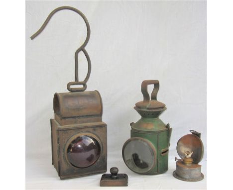 LNE-E Guards sliding knob Hand lamp stamped LNE-E fitted with unmarked brass plate and complete with internal drum, correct r
