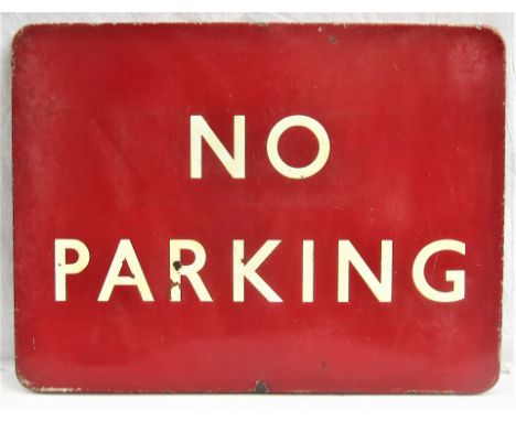 BR(M) FF enamel railway station sign NO PARKING. Good condition measures 24in x 18 in.