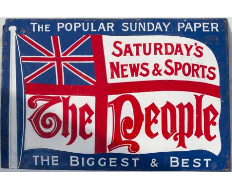 Enamel Advertising Sign. THE PEOPLE (which became The Sunday People). Good restored condition.