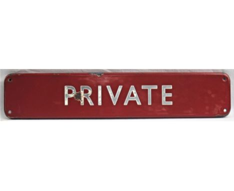 BR(M) FF enamel doorplate PRIVATE. Measures 18in x 3.5 in.
