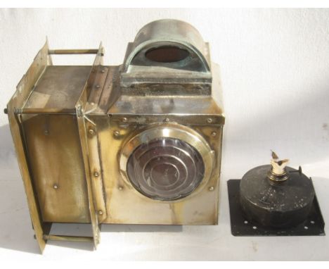 South African Railway brass DUCKET Lamp Complete with SAR interior.