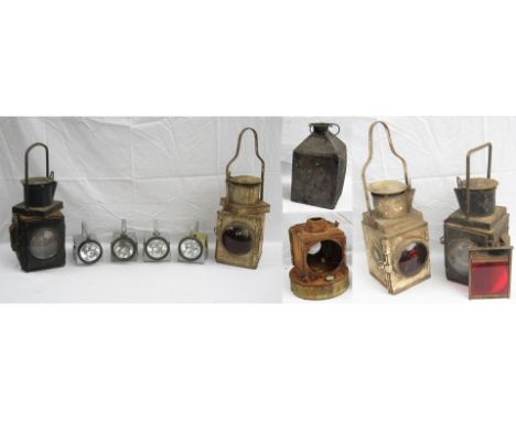A lot containing a collection of miscellaneous railway lamps to include damaged Brake Van and Tail lamps. 4 x Bardic hand lam