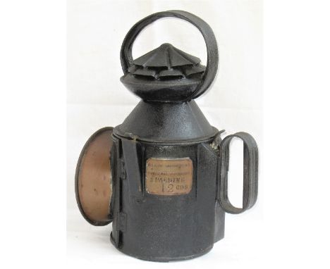 GNR 3 aspect Fogman's Hand Lamp plated, GREAT NORTHERN RAILWAY COMPANY and stamped SPALDING 12 GDS. Complete with colour filt