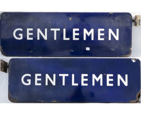 BR(E) FF Railway enamel sign GENTLEMEN double sided complete with mounting bracket. in very good condition with slight loss t
