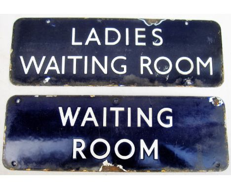 BR(E) Enamel Door Plates. LADIES WAITING ROOM together with WAITING ROOM. Original Condition.