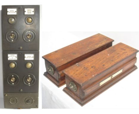 2 x LMS Block Switches missing front handles together with an LMS Bakelite double signal Lamp in/out repeater.