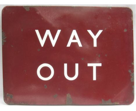 BR(M) FF enamel railway sign. WAY OUT. Measures 24in x 18in.