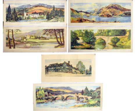 6 x Unframed Carriage Prints. LOCH KATRINE and BEN VENUE by Jack Merriott, BRIG O BALGOWNIE by Edward Lawson, BALMORAL CASTLE