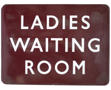 BR(M) Fully Flanged Enamel Sign LADIES WAITING ROOM in excellent original condition measuring 24in x 18in.
