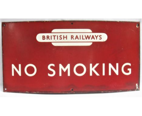 BR(M) enamel Sign. BRITISH RAILWAYS NO SMOKING. Slight loss of shine but good condition otherwise. Measures 24 in x 12 in.