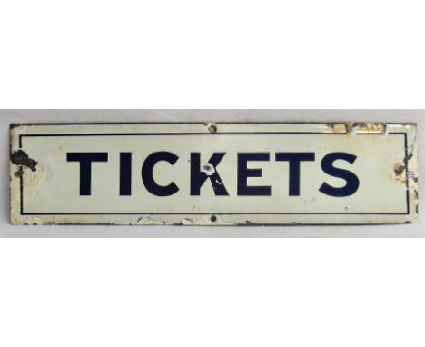 Enamel pre grouping doorplate TICKETS. Possibly GWR.