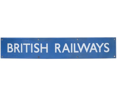 BR(SC) Enamel Poster Board. BRITISH RAILWAYS in very good condition with some minor restoration to edges. Measures 26.5 x 4.7