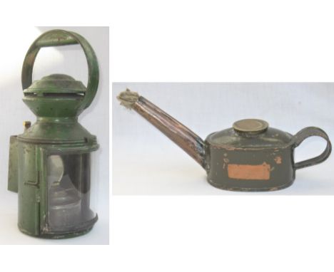 Great Central Railway 3 aspect drivers hand lamp stamped on the side GCR complete with original GCR stamped reservoir togethe