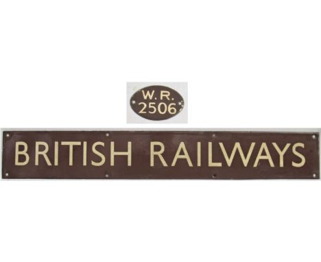 BR(W) Enamel BRITISH RAILWAYS double royal poster board header together with WR Poster board registration plate W.R. 2506.
